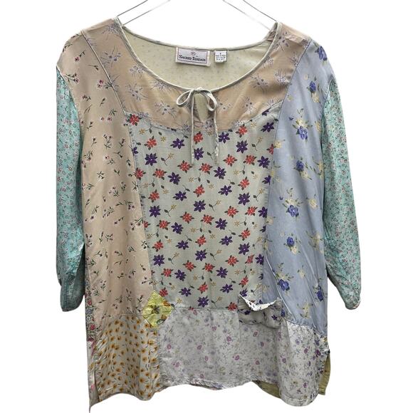 Sacred Threads Patchwork Print Boho Floral Print Top Size Small - Picture 1 of 10
